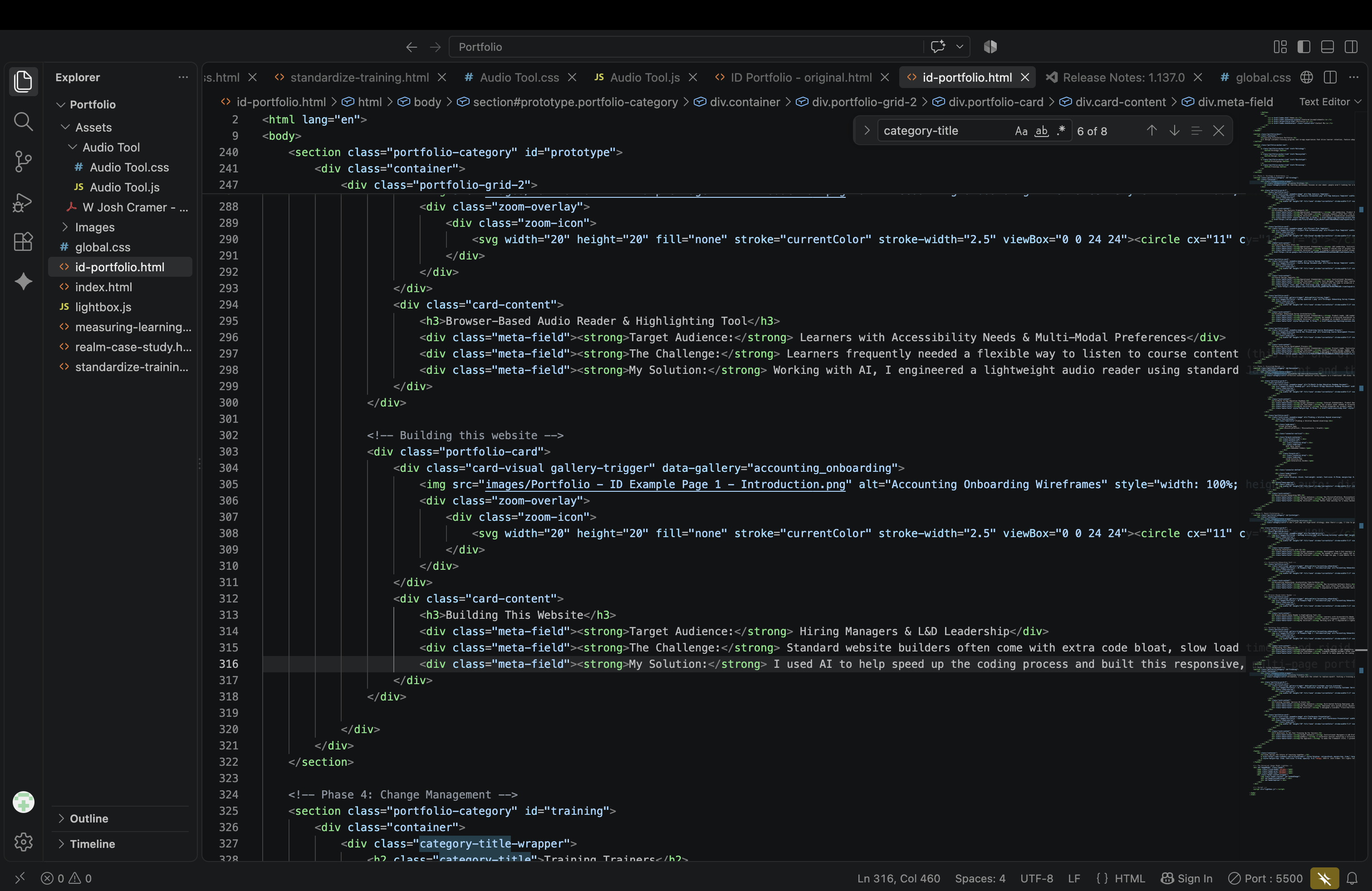 Portfolio Code Example